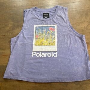 Polaroid Lavender Floral Polaroid Crop Muscle Tee